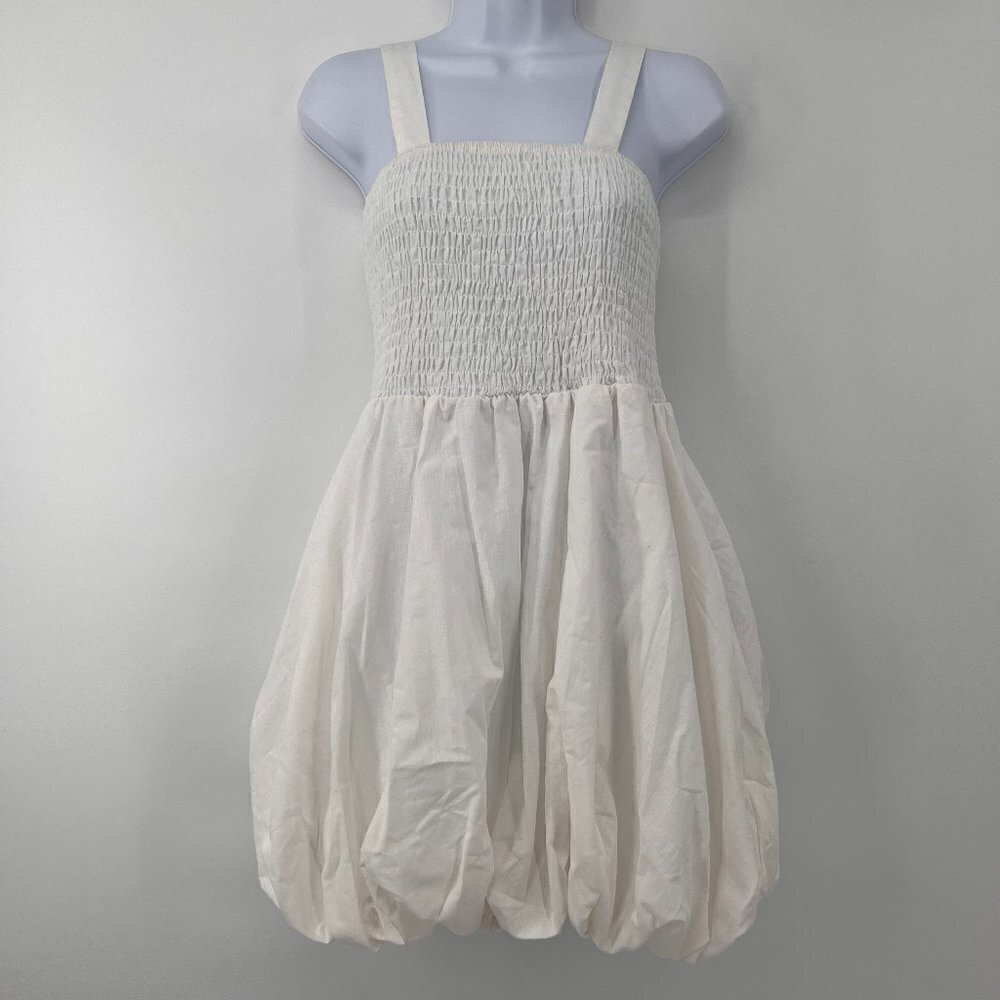 Glamorous Collection Smocked Bubble White Mini Dress. NWT